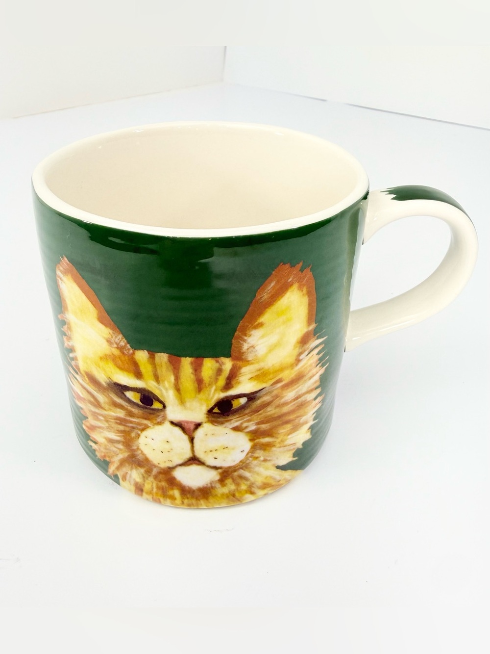 Anthropologie Carole Akins BORIS Cat Art Graphic Ceramic Mug